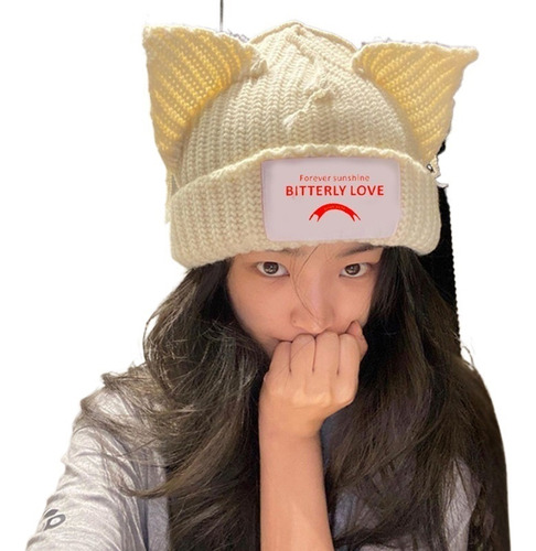 Gorro Tejido Con Orejas De Gato Personalizado