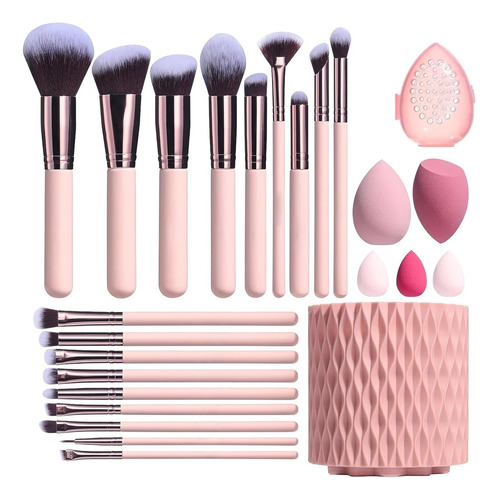 25pzs Brochas De Maquillaje Base Profesional Kit Con Esponja