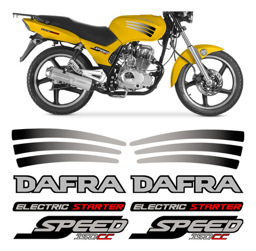 Kit Adesivo Moto Dafra Speed 150 2008 2009 Colante Cinza