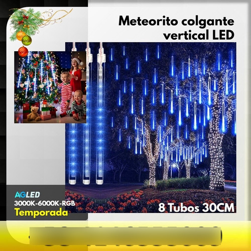 Meteorito Colgante Ve Led 8 Tubos 3000k 110v 30cm