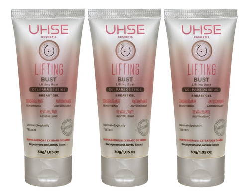 Kit 3 Gel Creme Firmador De Seios Lifiting Bust 30g Suave