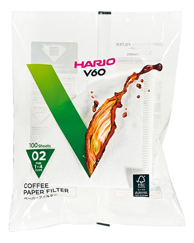 Filtros Para Café Hario V60-02 Paquete De 100 Piezas