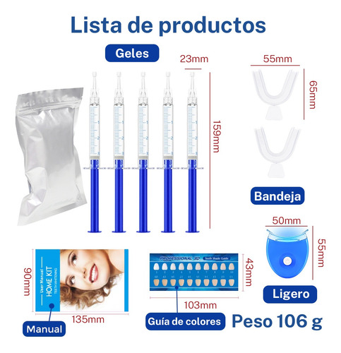 Kit De Blanquear Dientes Lampara Led Gel Dental 7 En 1