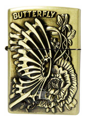 Isqueiro De Metal Dourado Butterfly - Da Mata