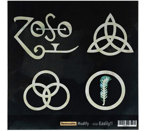 4 Símbolos Led Zeppelin Iv Zoso Incrustaciones Adhesivos P