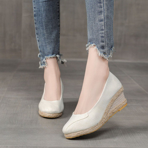 Zapatos Transpirables Con Punta Cerrada Con Cuñas Y Platafor