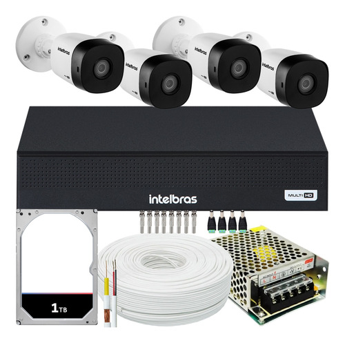 Kit 4 Câmeras Intelbras Vhd 1230 Full 30m Dvr Mhdx 1008 1tb