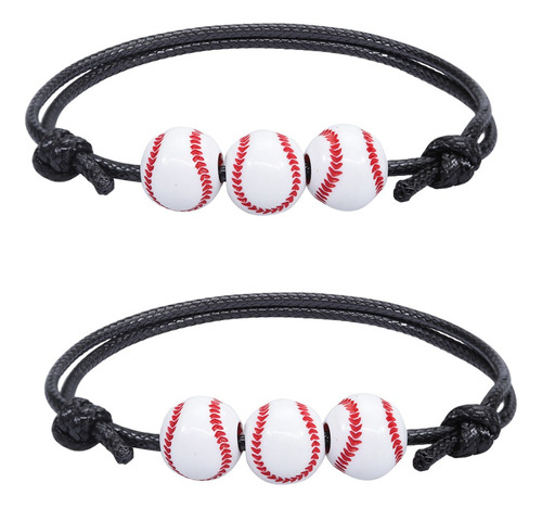 2 Pulseras Beisbol Deporte Suerte Deportes Unisex B782 