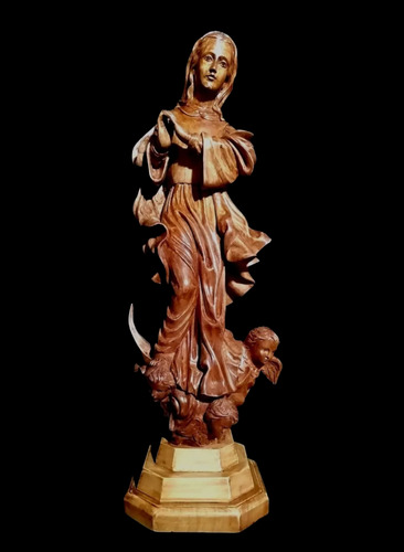 Virgen Inmaculada 40 Cm. Tallada En Madera 