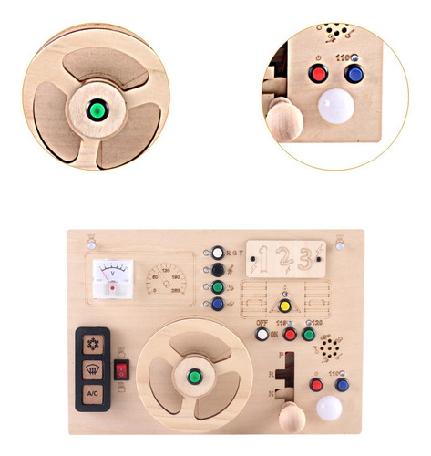 Tablero Sensorial De Madera Con Interruptor De Botón,