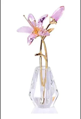 comprar Flores De Lirio De Tigre De Cristal Con Jarrón De Cristal De