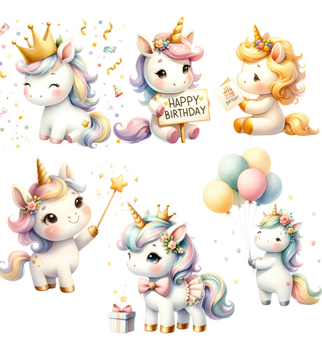 Kit Imagenes Png Clipart Cumpleaños De Unicornio Fiestas