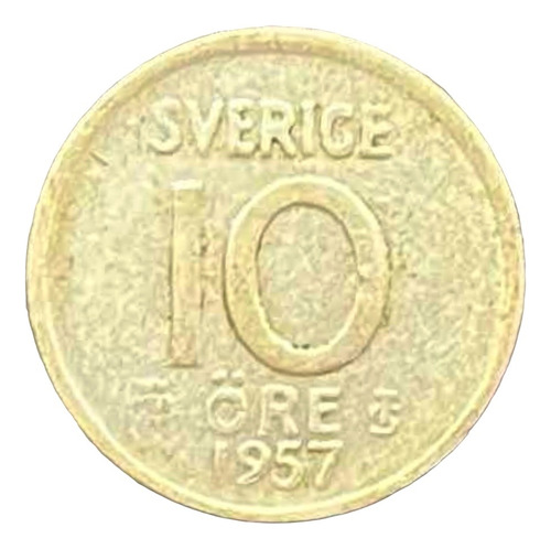 Suecia - 10 Ore - Año 1957 - Km #823 - Plata .400 - Corona