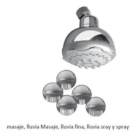 Imagen 3 de 8 de Regadera Para Baño Con 5 Funciones Ahorra Agua Flora Duschy