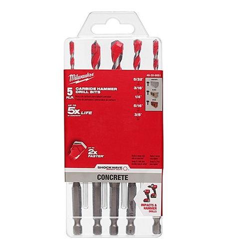 Kit Brocas Carburo Concreto Milwaukee 48209051 Con 5 Pzas