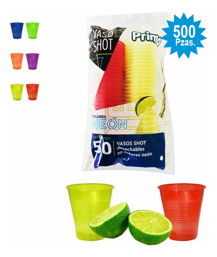 Vaso Shot Neón Desechable 500 Piezas Marca Primo - Pineon1