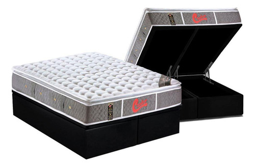 Cama Box Baú Queen: Colchão Molas Castor Pocket Light Stres