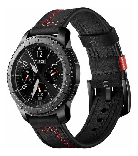 Correa De 22mm Para Galaxy Watch De Piel Genuina Premium D12 Color Negro
