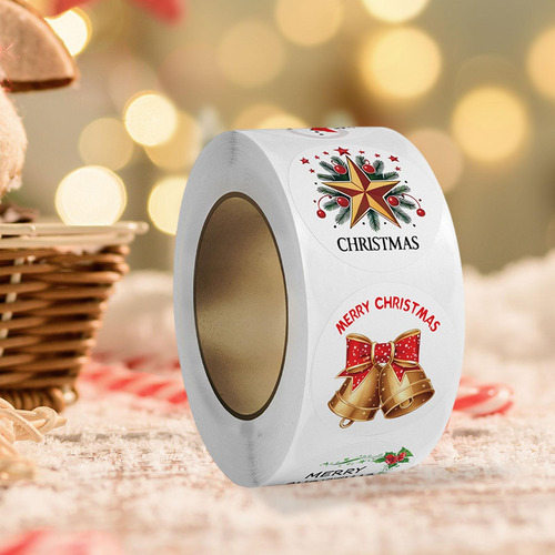 3 Rollo De 500 Pegatinas Navideñas Para Hacer Estilo B