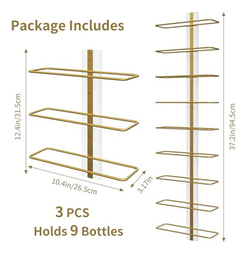 Porta Botellas De Vino De Pared B4life Gold Para 9 Botellas