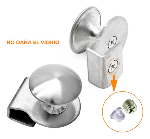 Tirador Para Puerta De Vidrio Montante Acero Inoxidable Satinado Para Espesores De 4 A 8 Mm - No Requiere Perforación -inomax Im7013