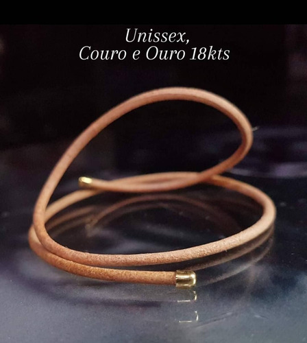 Imagem 1 de 7 de Pedras - Pulseira 1v Couro 1,5mm Ponteiras Ouro Cód148p19