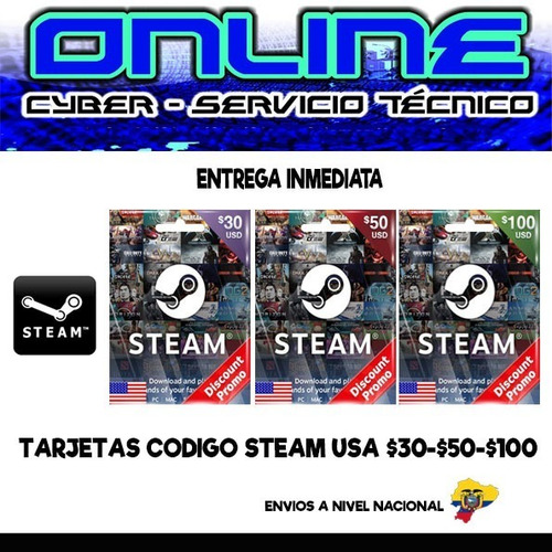 Tarjeta Codigo Para Steam $30-$50-$100 Juegos Para Pc Mac