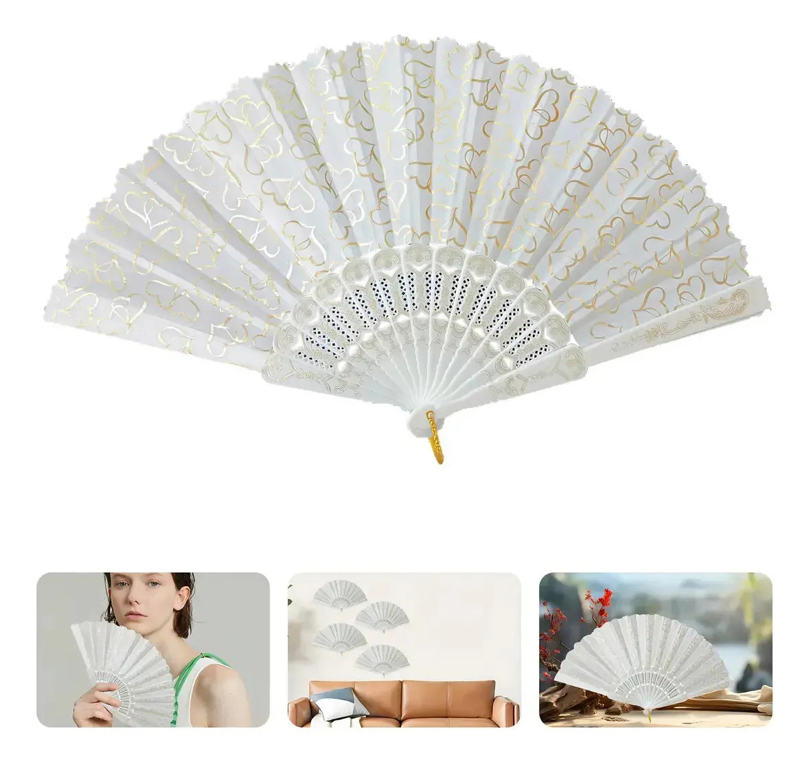 30pcs Abanicos De Encaje Para Fiesta,blanco