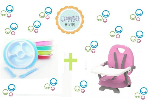 Silla D Comer Bebe Booster Plegable Buster + Plato Termico 