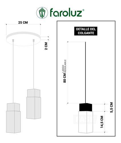 Lámpara Interior Colgante Plástico Moderno Techo Cocina Living Lámpara Led Cálida 9w 3000k Color Negro