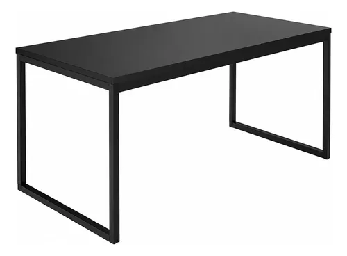 Mesa Para Pc Retangular Preta Metalon Com Tampo Mdp Preto