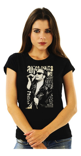 Polera Mujer Alice In Chains Unplugged Poster Rock Impresión