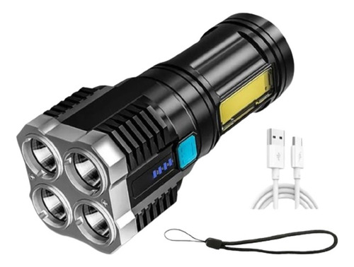 Linterna Led De Alta Potencia Recargable 4 Modos Luz Lateral