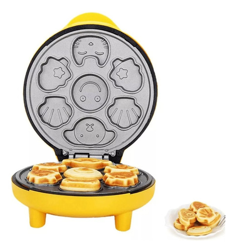 Maquina Para Mini Waffles Antiadherente Capacidad 7 Diseños