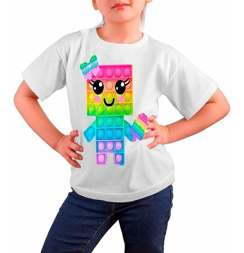 Polera Estampada 100%algodón Niña Pop It Colores Exclusivo