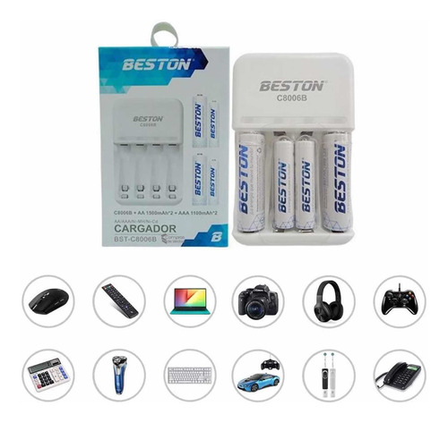 Batería Beston Recargables Aa.x 4 Pack+cargador.1500 Mah