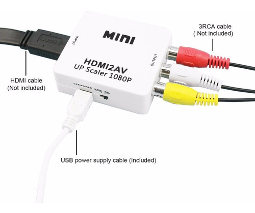 Imagem 9 de 10 de Conversor Hdmi Rca Av Video Composto Tv Tubo Monitor Xbox Pc