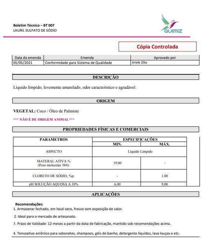Imagem 2 de 2 de Lauril Líquido 1lt Vegetal - V & G