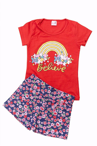 4 Conjunto Infantil Juvenil Menina Roupas Feminina Verão