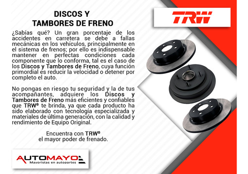 2 Discos Traseros Trw Mks V6 3.7l P/ Lincoln 2009-2010