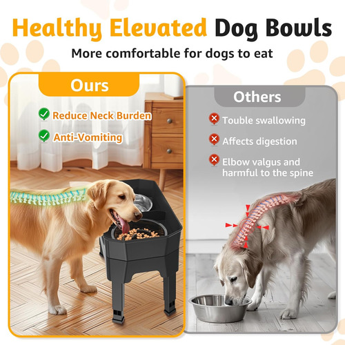 Comedero Elevado 4 En 1 Para Perros - 4 Alturas Ajustables