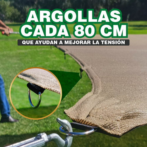 Imagen 8 de 10 de Malla Sombra 90% Raschel Beige De 10mx5m Reforzada