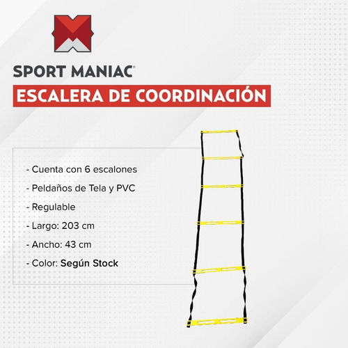 Imagen 2 de 3 de Escalera De Coordinación 6 Peldaños Regulable Sport Maniac