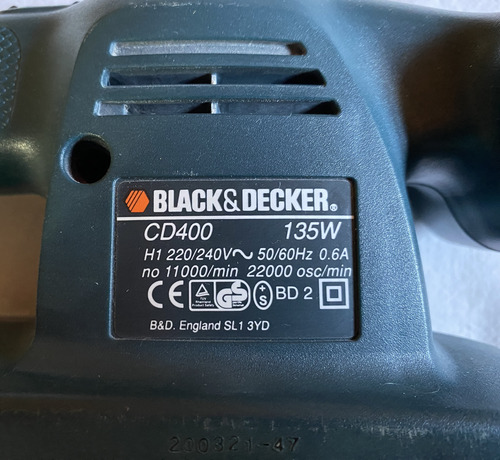 Lijadora Orbital 1/3 Hoja-black-decker Cd400-135w-usada Azul Oscuro 50 Hz (Usado)