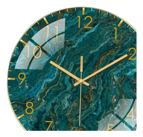 Reloj De Pared Marmoleado Sin 12 Pulgadas Redondo Para Verde
