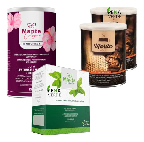 Kit Colágeno 270g + Adoçante Stévia  + 2 Latas Café Marita