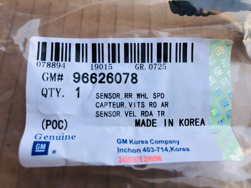 Sensor Abs 96626078 Delantero Izq O Der Gm Equinox 2009