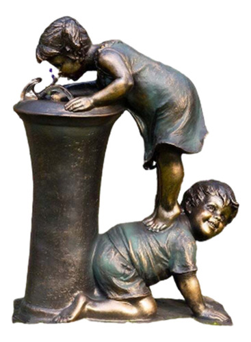 Estatua De Resina Para Jardín, Diseño De Niña Y Niño