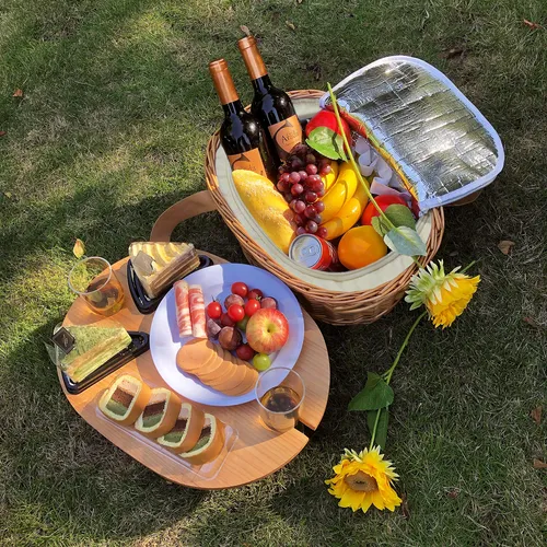 Picnic Perfecto Para 2 Personas Con Cesta Y Mesa Plegable.