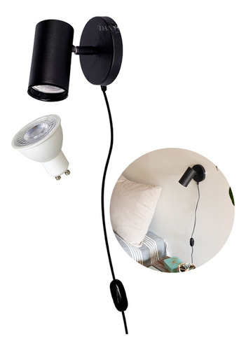 Aplique Velador Ideal Cabecera Cabezal Movil Enchufe + Lamp